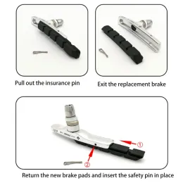 1 페어 산악 자전거 브레이크 패드 내구성있는 자전거 MTB 도로 사이클링 V 자형 제동 홀더 신발 블록