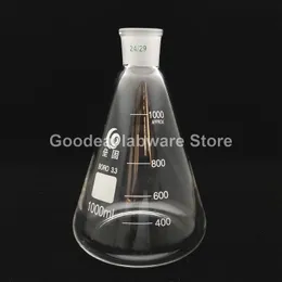 1pcs da 25 ml a 2000 m di pallona da laboratorio di laboratorio con borosilicato di vetro triangolare di vetro con bocca glassata standard 19# 24# 29#