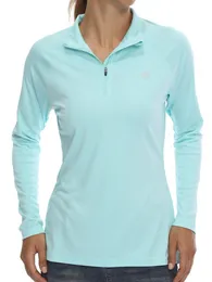 Golf Wear Women Women Stand Up Collar protetora solar esportes ao ar livre Camiseta longa Protetor solar UPF50+ Lazer Montanhista Golfe Mangas longas