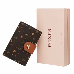 Foxer Women's Luxury Clutch Bags高品質の財布レディPVC動物プリントカードホルダー