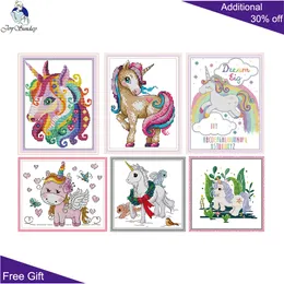 Joy Sunday Unicorn Home Decor DA172 DA406 KB060 KB085 KB110 KB137 Странно склоненные к штампованному набору вышивки животных вышива