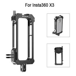 Tillbehör PuLuz Camera Protective Frame för Insta360 X3 Metal Cage Rig Housing With Expand Cold Shoe Base Stativ Adapter