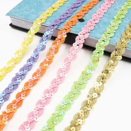 5m Sequin Lace Curve Lace Fabric Trim DIY Sewing Craft Garment Accessories Shiny Beading Sequins Ribbons Wedding Decoration