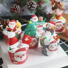 50pcs Cupcakes de Natal Copas de papel em casa Decorações de bolo de Natal MUFFIN CUPCAKE LINKERS FELIO