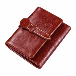 CTACTs echte Leder -Frauen -Brieftasche Rot Geldbeutel Frau kleiner rfid blockierer bloß wallet Lady Coin Geldbörsen für Mädchen Mey Tasche K9H1#