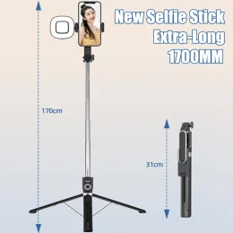 Pompalar FGCLSY 2023 Yeni Ekstra Uzun Selfie Stick Dolgu Işığı ile Çok Fonksiyonlu Uzak Deklanşör 360 Dereceli Dönen Tripod Büyük Boyut