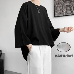 Homens de alta qualidade Gelo de seda de grande porte camisetas de verão massas modas de manga Harajuku camiseta macho de cor sólida tees diários 240401