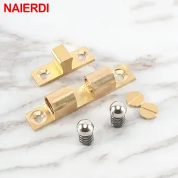 NAIERDI 2PCS Pure Copper Adjustable Cabinet Catches Double Ball Cabinet Closet Latch Clip Door Catches Furniture Fittings