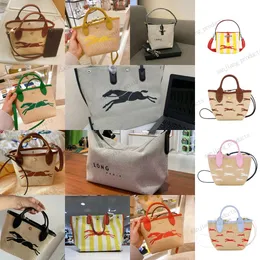 Tote de luxo Raffias Basket Summer Beach Bolsa de praia feminino Paris Saco de ombro da marca de ombro de compras Bola de lona cesta de cesta de transportes de viagem Designer padrão