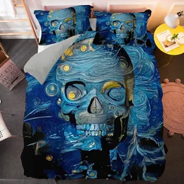 3D Skull Bedding Sets Queen King Size Tamanho Luxuja Caveira de Sugar Duveta Conjunto de Quilt Cober com capa da cama Poucos camas de cama