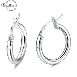 Orecchini a cerchio Fansilver 925 Sterling Silver for Women Girls 18K White Oro White Plodato ipoallergenico a tubo rotondo a tubo anelli