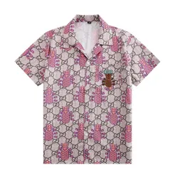 Camisa de nova camisa de grife masculino de praia de praia casual camisa de manga curta camisa impressa de negócios
