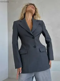 Blazer da donna blazer giacche blazer camkemsey per donne primaverili a maniche lunghe con maniche lunghe a manica singola per ufficio a petto singolo cappotti formali c240410