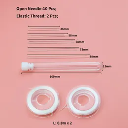 DIY Kit 1 Set 10pcs Big Eye Curved Open Beading Needles For Beads Pearls Threading Elastic String Cord Jewelry Making Tools Pins
