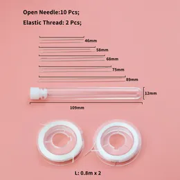 Kit DIY 1 Conjunto 10pcs Big Eye Curved Achles de miçangas abertas para miçangas pérolas rosqueando jóias de cordas de cordas elásticas