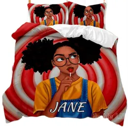 Garota afro -americana de ho me lili cover tampa impressão de cama macia para meninas adolescentes