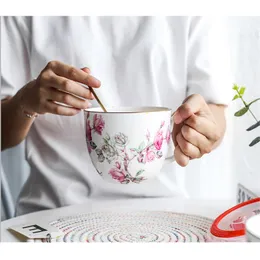 750 ml Creative Rose Bird Flower Mönster Mugg Bone China Mug Ceramic Cup For Coffee Milk Cereal Tea Instant Noodles Gratis frakt