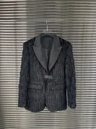 Kadınlar Suits 2024 Giyim Metal Tokası Kürk Patchwork Blazer No.37