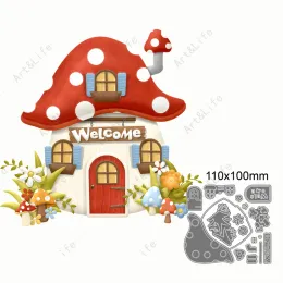 Mushroom House Butterfly Hot Popular New Metal Taking Stencils per la preparazione di carte per il festival di album di scrapbooking in rilievo taglio