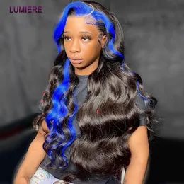 Highlight Blue Body Wave Bündel mit Verschluss gefärbt 4x4 HD -Spitzenverschlüsse mit Bündel Brazilian Haartesgewebebündel mit Verschluss