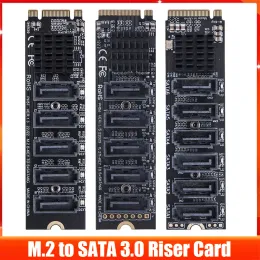 Kort NVME till 6/5 portar SATA Adapter NGFF till 5 portar SATA -adapter M.2 till SATA -adapter M2 MKEY 6GBPS SSD till SATA3 Expansion Card