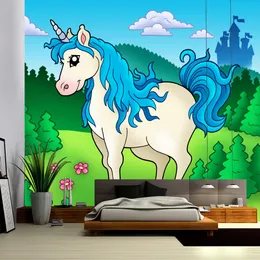 Regenbogen Einhorn Tapisserie Wand Hänge böhmische Strandmatte Polyester Dünne Decke Yoga Schalpolster Home Dekoration