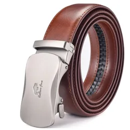 Mens Leather Ratchet Dress Belt with Automatic Sliding Buckle 240322