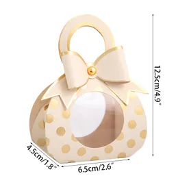 10pcs Bolsa fofa Caixa de doces de casamento Fresh Color Polka Polca Bow Bolsa Bolsa Pacote Caixas de Presente Caixas de Casamento Decoração do chá de bebê