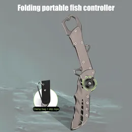 قابلة للطي أسماك الاستيلاء على تحكم Plier Controller Grip Tackle Clamp Clamp Portable Fishable Gripper Gear Tools with Hand Rope Fishing Plier