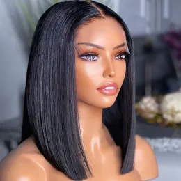 Peruvian Virgin Human Hair HD 5x5 4x4 13*4 pizzo Front Bob Wig Straight 10-16 pollici 150% 180% 210% Densità Naturale Colore