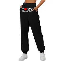 Jag älskar min flickvän tryckt huva tröja Pullover Långärmade herr- och kvinnors tröja Casual Sports Pants US Size