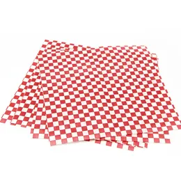 24PCS Pakowanie do dyspozycji Papier Hamburger Czerwony i biały papier w wosku sprawdzaj wkładki koszyków fast food 12'X12 ''