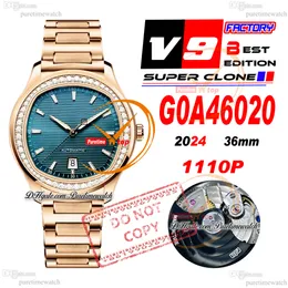 Polo Date G0A46020 Miyota M9015 Automatic Womens Watch V9f 36 Rose Gold Diamonds Bezel Green Dial Bracelet Super Edition Super Edition Ladies Ptpg