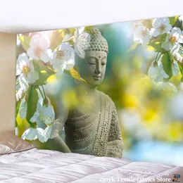 Gold Buddha vägg hängande blomma mandala indisk tapestry konst vägg filt tentur väggmålning väggduk heminredning