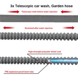 Hot Sale Högtryck Vattenpistol Slang Ljus och slitsträckt utbyggbar slangträdgårdsvattnande slang Multifunktionell sprinkler