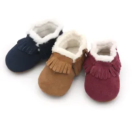 Sneakers Baby Winter Leder Casual Crib Schuhe Erste Stufen Kleinkind Girl Boy Neugeborene Kinderkaut Gummi Sole warmes Plüsch -Bildungswanderer