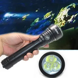 3x XM-L2 Super Bright LED Diving ficklampa Strålkastare 100 m undervattensdykning Ljus 4-lägen 26650 Deep Sea Swimming Lantern Torch