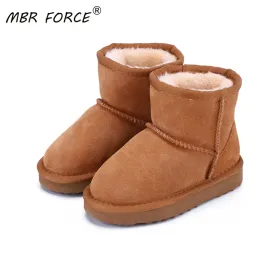 Boots MBR FORCE Snow Boots Genuine Leather 2020 Boots for Girls Boys Winter Warm Children's Shoes Plush Fur Botas Kids