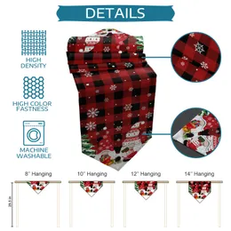 Snowflake Merry Christmas Red and Blaid Plaid Table Runner Desktop Tableth Decorations for Home Xmas New Year Ornaments