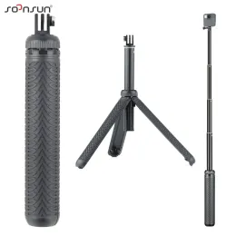 Monopods Soonsun 3in1 Tripod Stand Extendeável Monopod Pólo Grip Selfie Stick para GoPro Hero 12 11 10 9 8 7