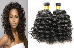 Prawdziwe 100 ludzkich włosów I Tip Human Hair Extensions 100g Kinky Curly Keratin Podwójna rysunek Remy Hair Extension 100strands1418873