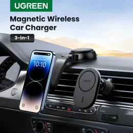 Chargers Caricatore per auto wireless magnetico Ugreen per iPhone 14 13 12Pro Max Phone Holder Monte Caricatore di ricarica wireless MacSafe