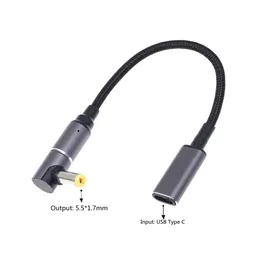 Cabo de carregamento de 100w Tipo magnético C para carregador de laptop Acer Aspire USB C a 5,5*1,7 mm Conversor de adaptador de plugue masculino