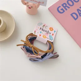 6pcs Pack Ins Style Simple Candy Color Elastic Hair Ties Children Daily Bowknot Hair Rope Women Ponytail Holder Accessories