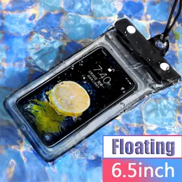 6,5-7 cala IPX8 Wodoodporna poduszka powietrzna Floating Case Cell Telefon Sucha torba do nurkowania Szybka z paskiem na szyję opaską