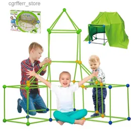 Toy Tents Kids DIY Construction Fort Kit 3D Play Tent House Sticks Design Building Build Tools Assamble Toys Children L410