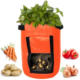 Nytt hem DIY Potato Grow Planter PE Tyg Plantering Container Bag Thicken Garden Growing Pot Growing Bag M04#35