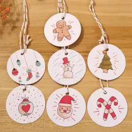 Kreisform Weihnachten Kraftpapier Geschenketikett Tags handgefertigte Schmuckanschläge Tags DIY Candy Label Weihnachtsgeschenke Geschenkdekorationen Tag Tag