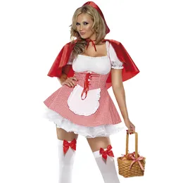 Taglia S-6xl Halloween Ladies Little Rosso Cappuccetto Costume Fantasy Hen Hen Party Cosplay Game Uniform Abito Fancy