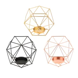 Nordic Geometric Candle Holder 3D Geometric Candlestick Metal Wall Holder Holder Hollow Wedding Tea Light Holder Home Decor